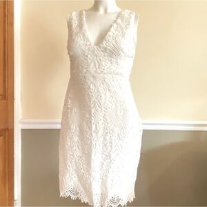 Lulus V-Neck Lace Lined Sleeveless Midi Dress